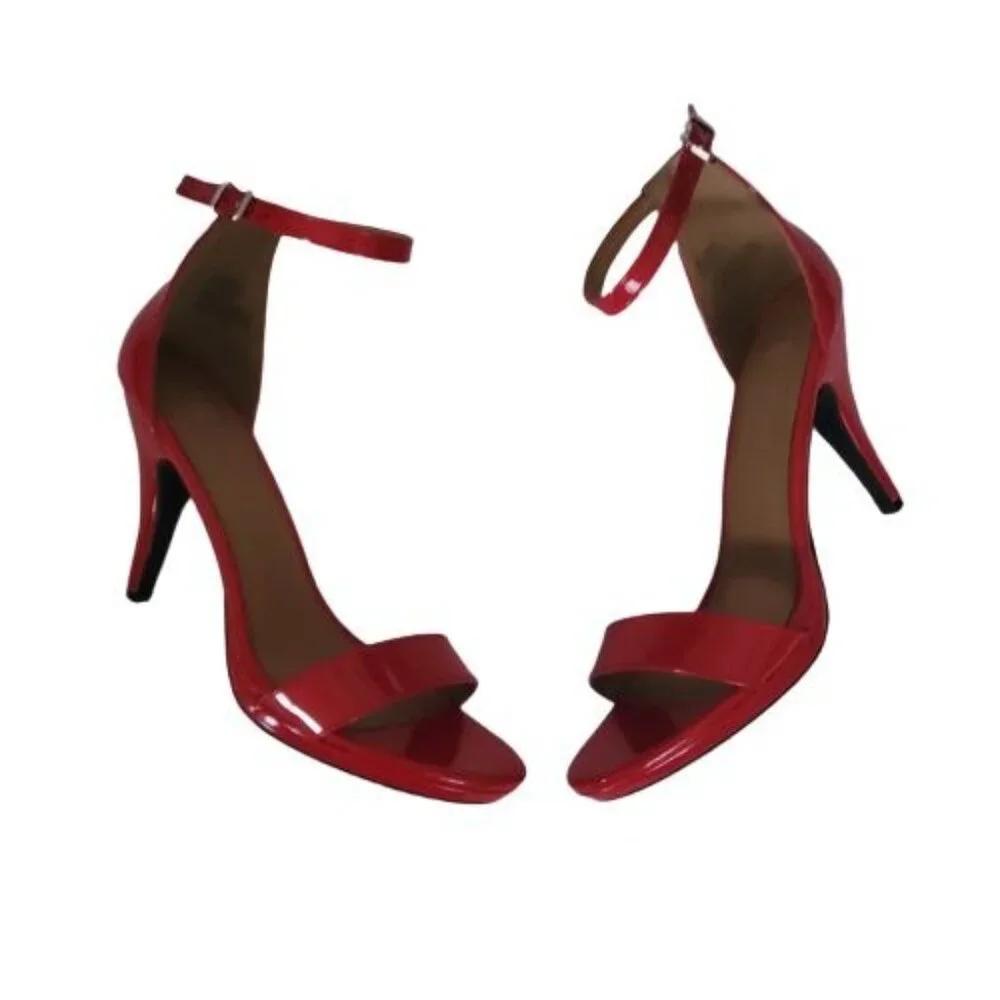 CM Women's Leather Ankle Strap Stiletto Heels Sandals Red Size 9M - Picture 6 of 14